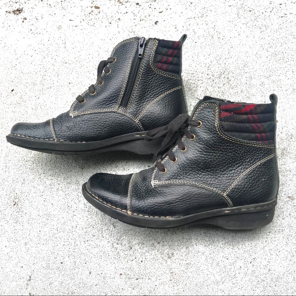 Clarks Plaid Leather Boots